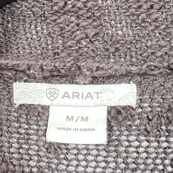 Ariat Sweater Womens SZ Medium Brown Fringe Cardigan Modern Fit Knit Long Sleeve - Picture 9 of 11